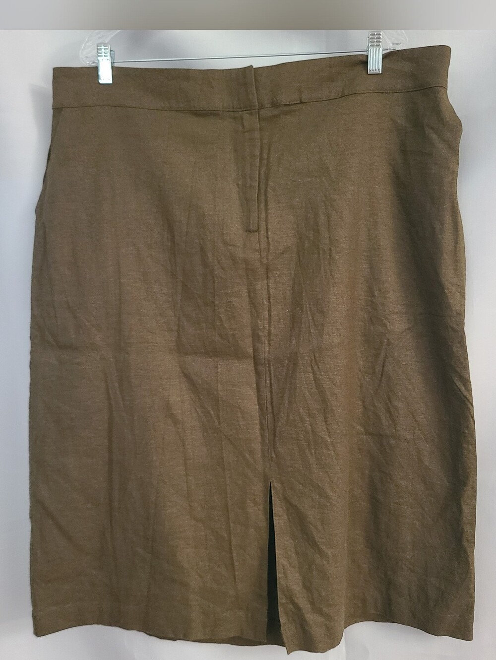 Universal Standard Sz M 18-20 Olive Green Linen Blend Pockets Front Slit Skirt